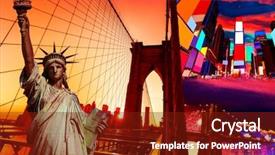  Presentation with liberty - Slides with liberty statue and new york background and a tawny brown colored foreground