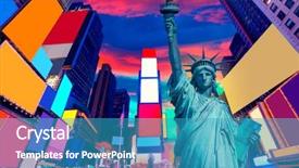  Presentation with times square - Beautiful theme featuring liberty statue and times square backdrop and a teal colored foreground