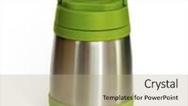  Presentation with green travel - Presentation theme having thermic - green thermos travel tumbler background and a coral colored foreground