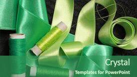  Presentation with green manufacturing - Slide deck having green thread and ribbon background and a ocean colored foreground