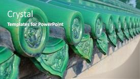  Presentation with green architecture - Slide deck enhanced with green tile of historical architecture in temple of heaven park in beijing background and a teal colored foreground