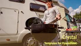  Presentation with green travel - Slides with green tour - family vacation travel rv holiday background and a tawny brown colored foreground