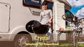  Presentation with vacation - PPT layouts having green tour - family vacation travel rv holiday background and a tawny brown colored foreground