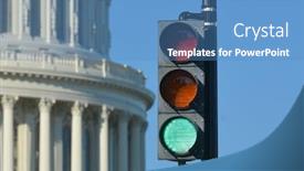  Presentation with green traffic light - Presentation design with green-traffic-light-and-u background and a teal colored foreground