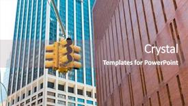  Presentation with green traffic light - Beautiful theme featuring green traffic light on city backdrop and a gray colored foreground