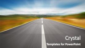  Presentation with empty road motion blur - Beautiful PPT theme featuring green transport - empty road on the countryside backdrop and a gray colored foreground