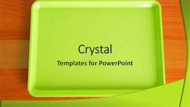  Presentation with green and wood - Theme consisting of green tray on the wooden background and a yellow colored foreground