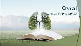  Presentation with growing tree - Presentation theme with green tree growing from book background and a sky blue colored foreground