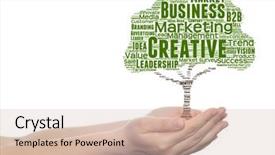  Presentation with business value - Presentation theme consisting of green tree word cloud tagcloud background and a  colored foreground