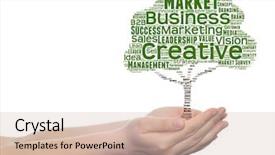  Presentation with business value - Presentation with green tree word cloud tagcloud background and a soft green colored foreground