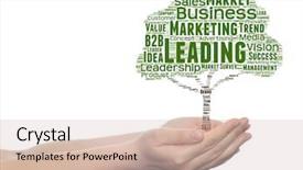  Presentation with green tree - Colorful PPT theme enhanced with green tree word cloud tagcloud backdrop and a soft green colored foreground