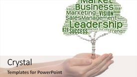  Presentation with business value - Beautiful slide deck featuring green tree word cloud tagcloud backdrop and a soft green colored foreground