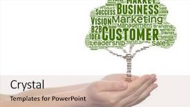  Presentation with business value - PPT layouts enhanced with green tree word cloud tagcloud background and a soft green colored foreground
