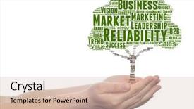  Presentation with business value - Presentation design consisting of green tree word cloud tagcloud background and a  colored foreground