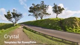  Presentation with eden - Slides featuring green-trees-in-a-park background and a coral colored foreground