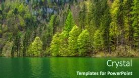  Presentation with green lake - Cool new PPT theme with green-trees-reflecting-in-lake backdrop and a forest green colored foreground