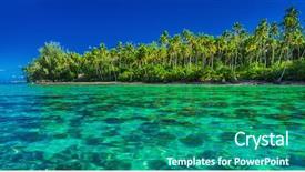  Presentation with polynesia - Theme consisting of green tropical island moorea tahiti background and a ocean colored foreground