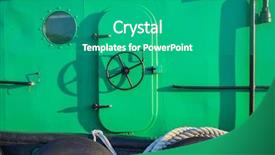  Presentation with tugboat - Colorful PPT theme enhanced with green tugboat door and porthole backdrop and a teal colored foreground
