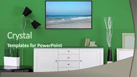  Presentation with evolution living beings - Beautiful slide deck featuring green video background - cozy interior of living room backdrop and a ocean colored foreground