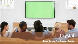  Presentation with small group top view - Cool new slides with black people film - rear view of group backdrop and a mint green colored foreground