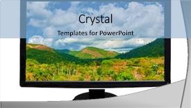 Presentation with monitor computer - Presentation theme consisting of mountains on the background background and a light blue colored foreground