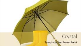  Presentation with white green - Presentation theme with green-umbrella-and-gumboots background and a yellow colored foreground