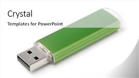  Presentation with flash - Presentation design with green usb flash drive isolated background and a white colored foreground