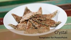  Presentation with chinese food - Colorful presentation design enhanced with green vegatable - chinese food egg with ceder backdrop and a  colored foreground