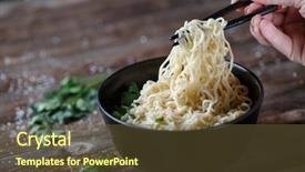  Presentation with cooking chinese noodles - Cool new PPT layouts with green vegatable - chinese noodles top view backdrop and a  colored foreground