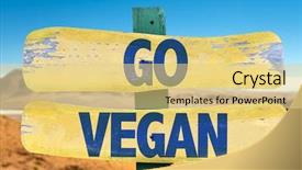  Presentation with go vegan - Colorful PPT layouts enhanced with green vegatable - go vegan sign with desert backdrop and a blonde colored foreground