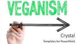  Presentation with marker - Cool new slide deck with green vegatable - hand with marker writing veganism backdrop and a white colored foreground