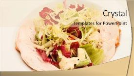  Presentation with chicken little chicks - Presentation design featuring green vegatable - salad with chicken background and a  colored foreground