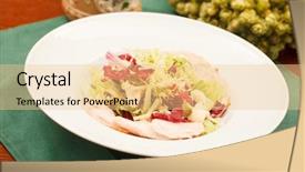  Presentation with salad - Audience pleasing PPT theme consisting of go to university or trade backdrop and a  colored foreground.