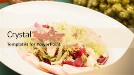  Presentation with chicken little chicks - Slide deck with green vegatable - salad with chicken background and a  colored foreground