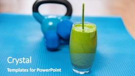  Presentation with exercise nutrition - Presentation theme featuring green vegetable smoothie with free background and a teal colored foreground