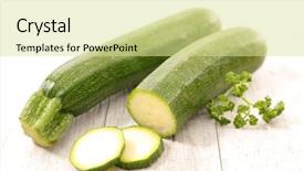  Presentation with food waste fresh in garbage - Amazing slide deck having green vegetables - fresh zucchini slice backdrop and a  colored foreground