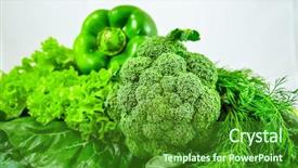  Presentation with pepper - PPT layouts with green vegetables-broccoli lettuce background and a forest green colored foreground