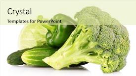  Presentation with white green - Presentation theme having green vegetables isolated on white background and a blonde colored foreground