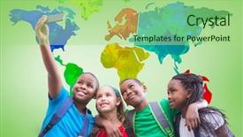  Presentation with selfie - Amazing slides having green vignette with world backdrop and a mint green colored foreground