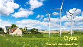  Presentation with green roof - Slides having green vineyard eco energy background and a tawny brown colored foreground