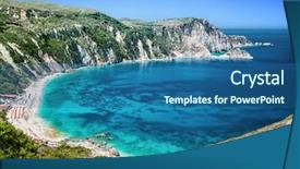  Presentation with beach - Slides having green water - petani beach kefalonia greece background and a ocean colored foreground