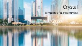  Presentation with china shanghai - Beautiful presentation design featuring green water - skyline shanghai china backdrop and a light blue colored foreground