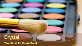  Presentation with paint art - Cool new presentation design with green watercolor background - art concept with painters palette backdrop and a tawny brown colored foreground