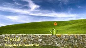  Presentation with beautiful green - Slide set enhanced with green-watering-can-over background and a tawny brown colored foreground