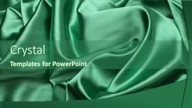  Presentation with silk - Beautiful PPT theme featuring green-wave-silk-fabric-horizontal backdrop and a ocean colored foreground