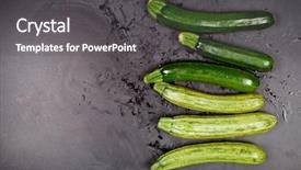  Presentation with rainy days season wet green - Beautiful slide deck featuring green wet zucchini on blackboard backdrop and a dark gray colored foreground
