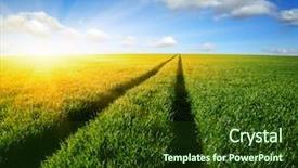  Presentation with wheat - Cool new presentation with green wheat - road in field and blue backdrop and a tawny brown colored foreground