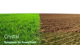  Presentation with agriculture field - Presentation theme with green-wheat-and-plowed-field background and a forest green colored foreground