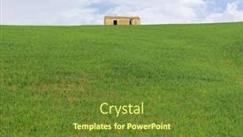  Presentation with green house - Theme enhanced with green-wheat-with-abandoned-rural background and a tawny brown colored foreground