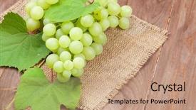  Presentation with bunch - Audience pleasing slide set consisting of green white - bunch of grapes on wooden backdrop and a coral colored foreground
